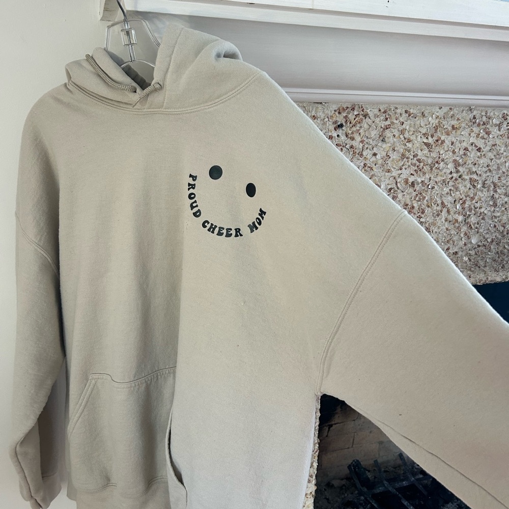 Beige Hoodie with Cheer Mom Print